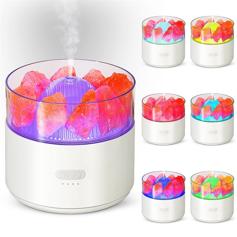 Cool-Mist Impeller Air Humidifier Crystal Salt Aroma Diffuser Incense Machine Fogger Essential Oil Lamp Difusor Ambient Light - Image 2
