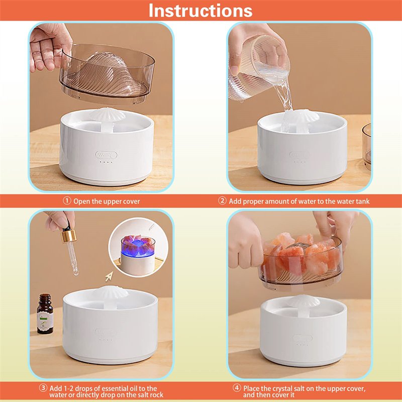 Cool-Mist Impeller Air Humidifier Crystal Salt Aroma Diffuser Incense Machine Fogger Essential Oil Lamp Difusor Ambient Light - Image 6