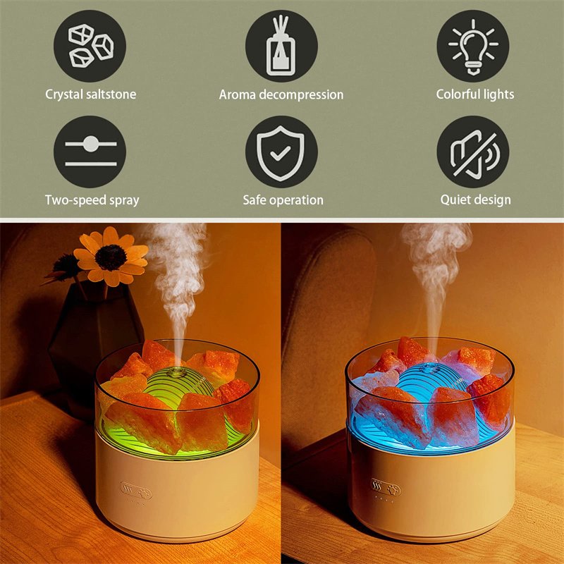 Cool-Mist Impeller Air Humidifier Crystal Salt Aroma Diffuser Incense Machine Fogger Essential Oil Lamp Difusor Ambient Light - Image 7