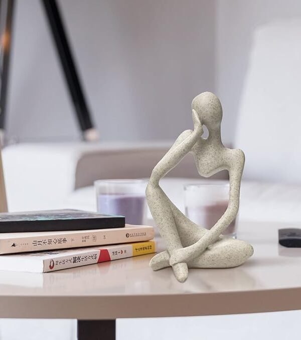 Abstract Stone-Look Thinking Woman Statue
