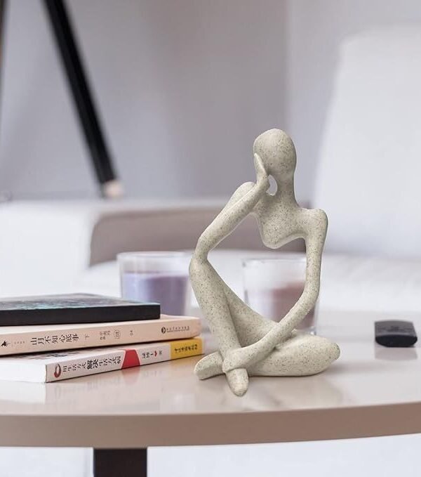 Abstract Stone-Look Thinking Woman Statue