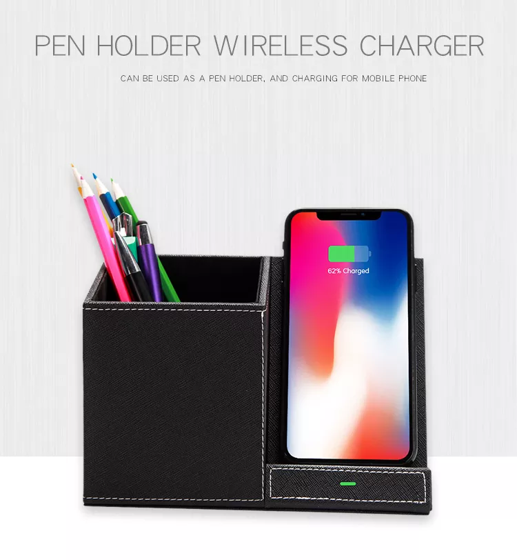 Leather Pen Holder Wireless Charger - Image 3