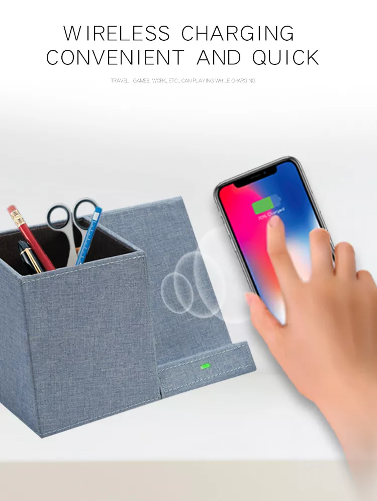 Leather Pen Holder Wireless Charger - Image 2