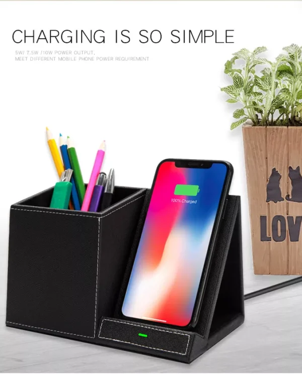 Leather Pen Holder Wireless Charger