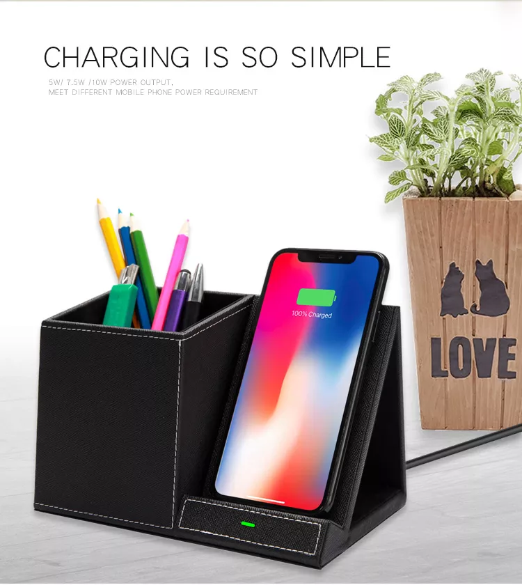 Leather Pen Holder Wireless Charger