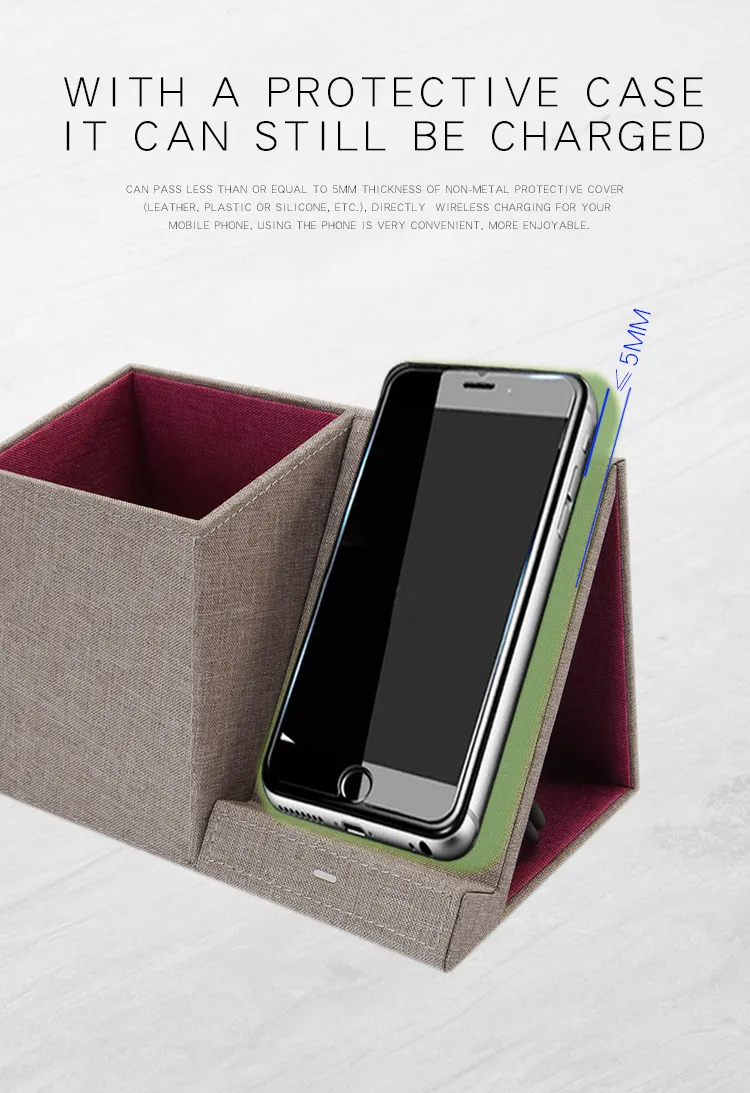 Leather Pen Holder Wireless Charger - Image 6