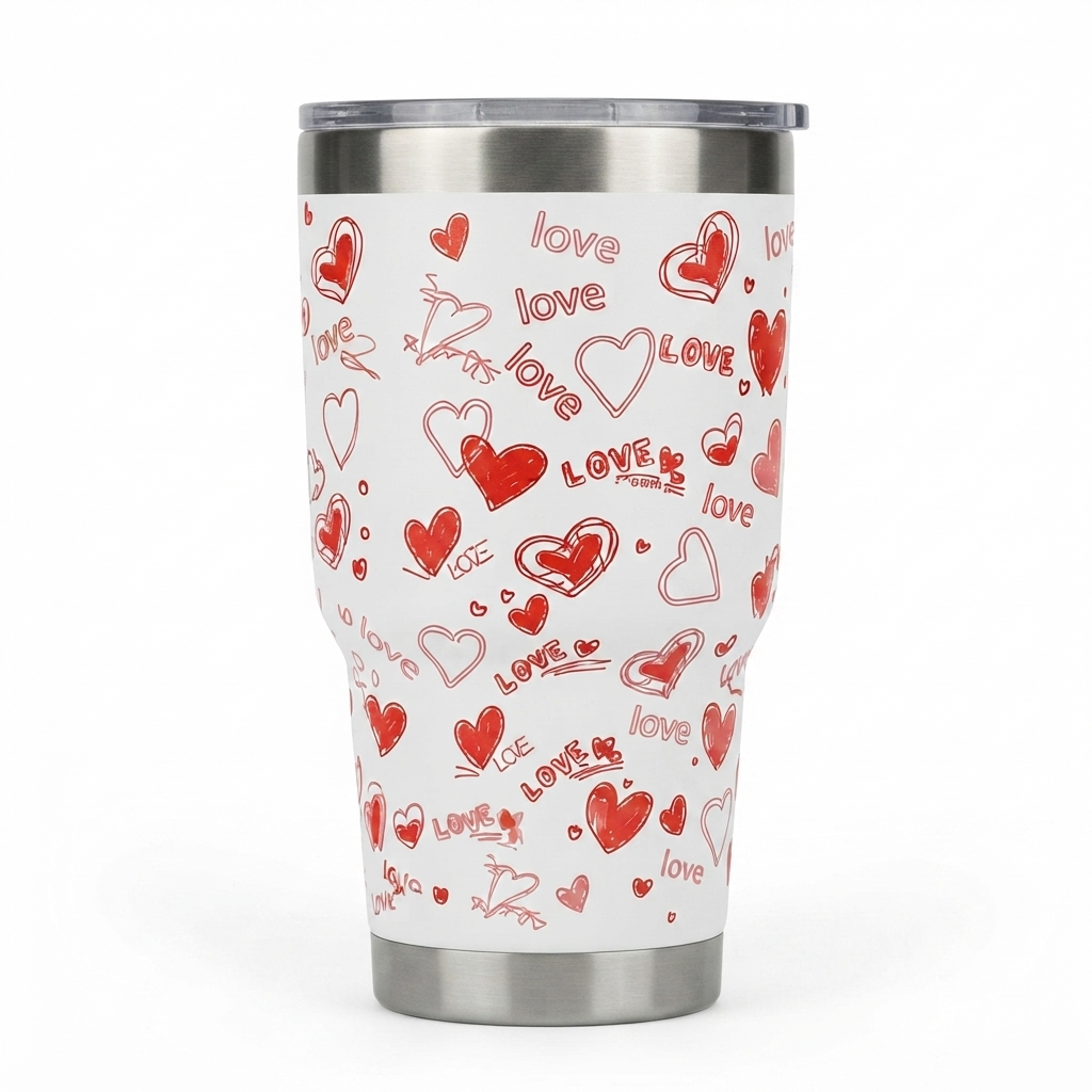 Love Print Stainless Steel Travel Tumbler - Image 2
