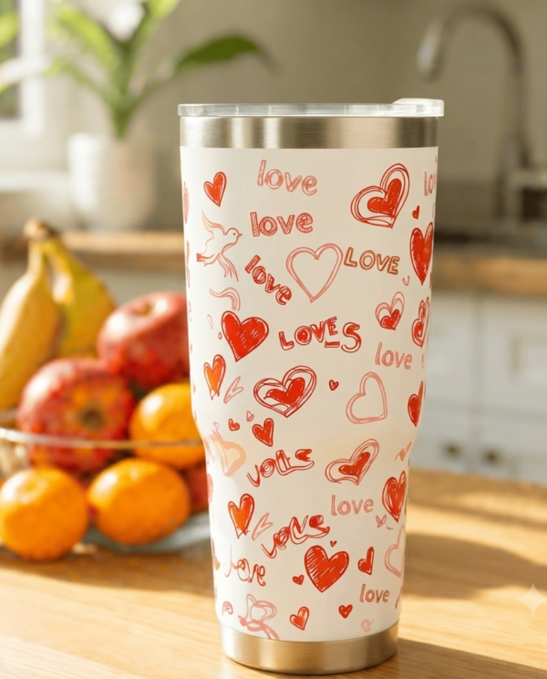 Love Print Stainless Steel Travel Tumbler