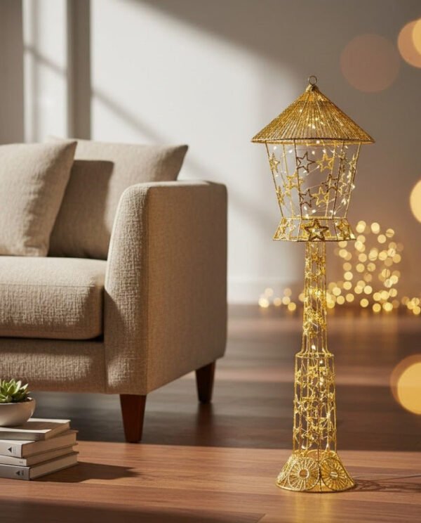 Gold Decorative LED Lantern Stand